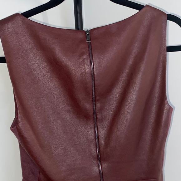 BCBGMaxAzria Burgundy Faux Leather Peplum Top - Picture 6 of 11